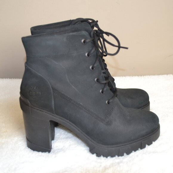 Timberland Lana Point Lace Up Chunky Heel Suede Leather Womens 9 Ankle Bootie - Picture 4 of 8